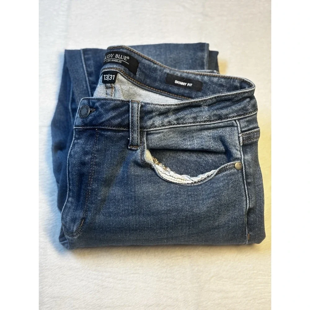 Judy Blue Los Angeles Jeans Womens 13/31 (actual 13/25) Skinny Fit Raw Hem Denim